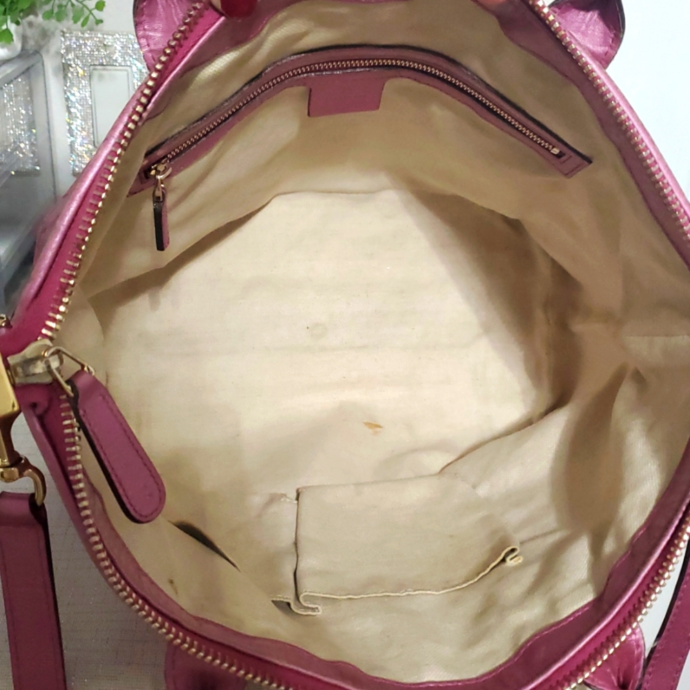 🇮🇹Gucci Guccissima Metallic Soft Heart Bit Leather Tote Bag In"Fresia Rose"💓 - Picture 15 of 17